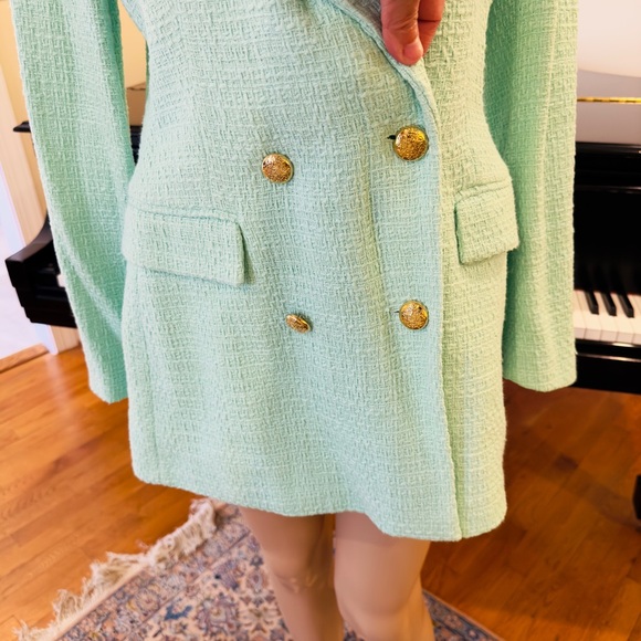 NWT Zara luxury classic RARE tweed textured tailored doubled breasted jacket - Picture 10 of 14